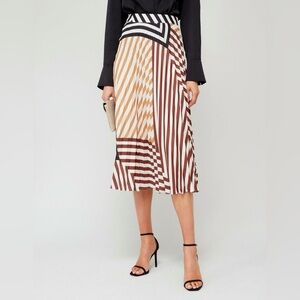 MANGO PRINTED PLEATED MIDI SKIRT SZ L